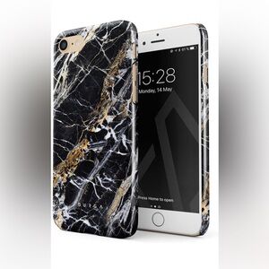 BURGA Phone Case Compatible with iPhone 7/8 / SE 2020 Gold Black Marble